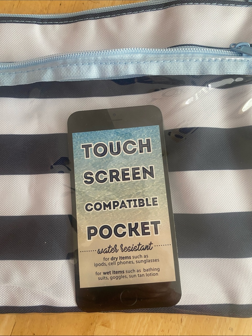 Wet dry swimsuit Pouch w front Touch Screen Pocket for phone 12.5x8 NWT Summer - Picture 5 of 6